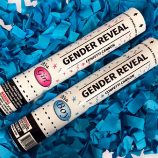 alt="gender reveal confetti cannon in blue for boys firework at nj fireworks store near nyc"