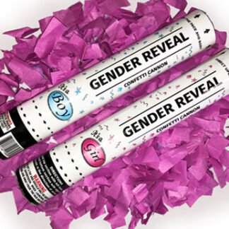 alt="gender reveal confetti cannon in pink for girls at nj fireworks store near nyc"