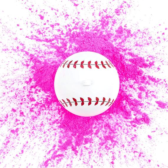 alt="gender reveal baseball for girls in pink at nj fireworks store near nyc"